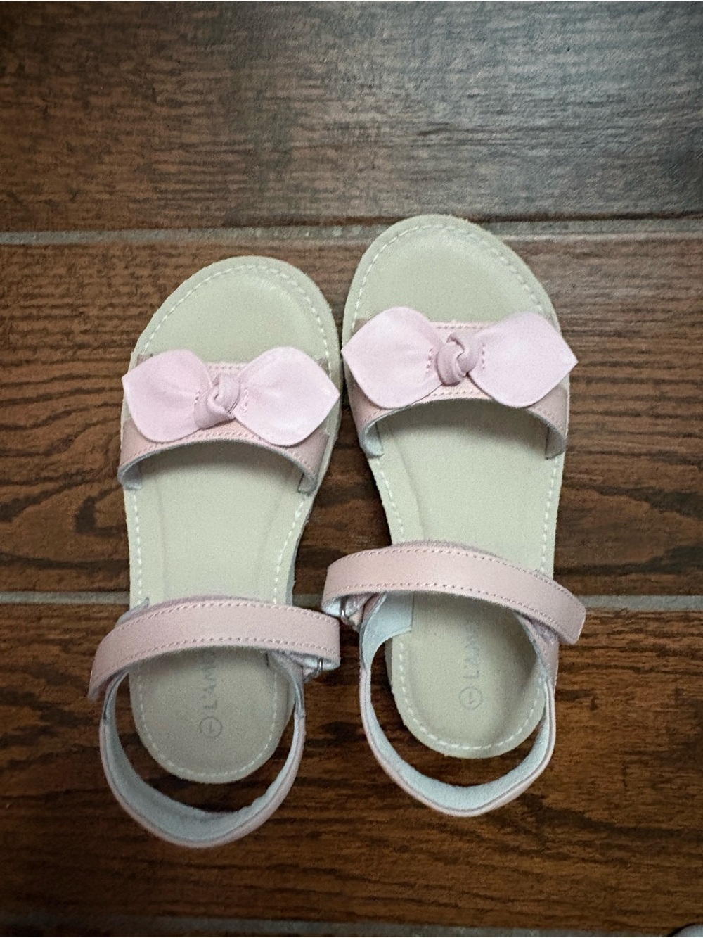 L'Amour Light Pink Bow Strap Kids Sandals